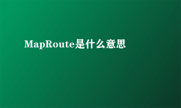 MapRoute是什么意思