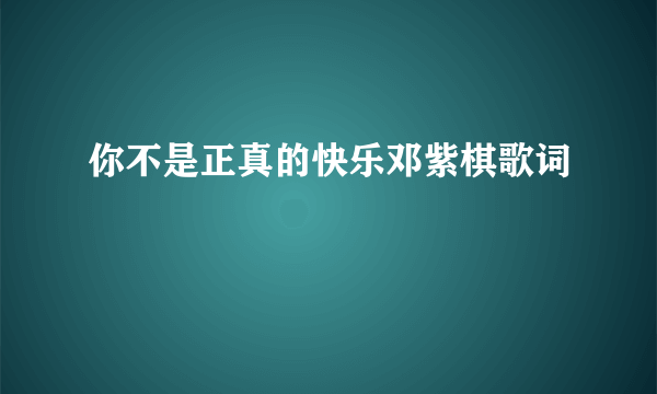 你不是正真的快乐邓紫棋歌词