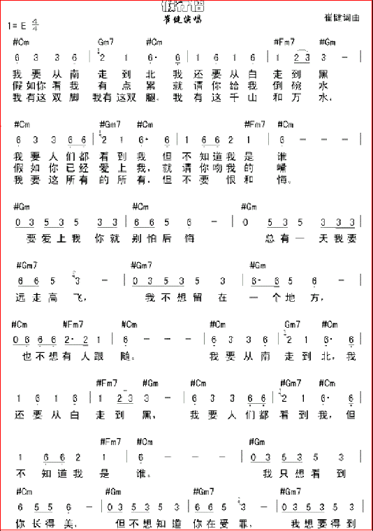 “我要从南走到北，还要从白走到黑”这首歌（苦行僧）的全部歌词