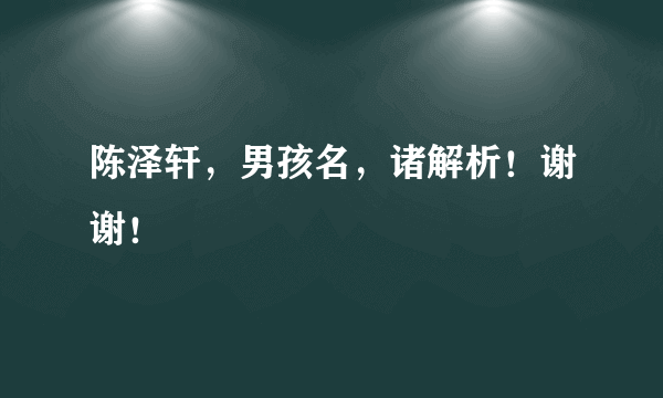 陈泽轩，男孩名，诸解析！谢谢！