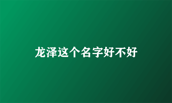 龙泽这个名字好不好