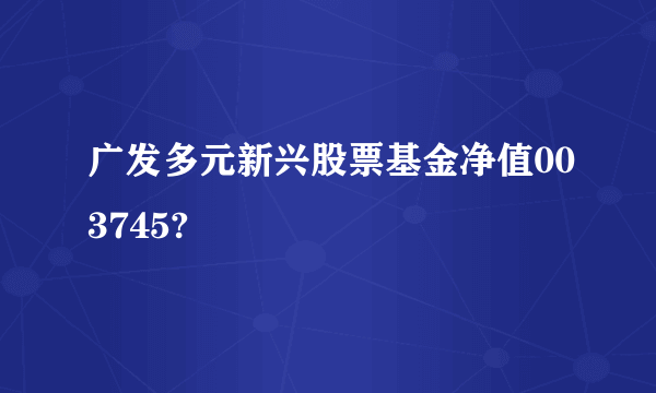 广发多元新兴股票基金净值003745?