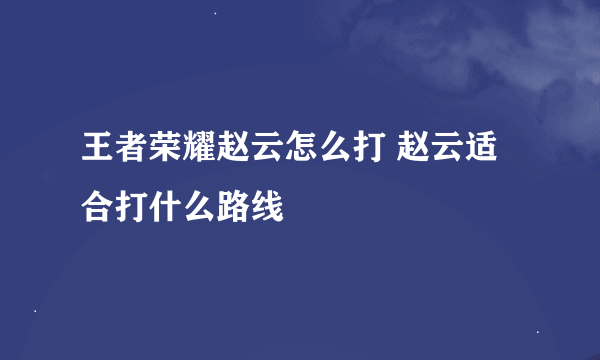 王者荣耀赵云怎么打 赵云适合打什么路线