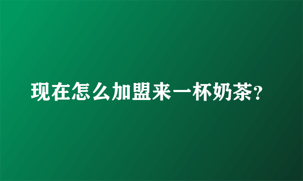 现在怎么加盟来一杯奶茶？