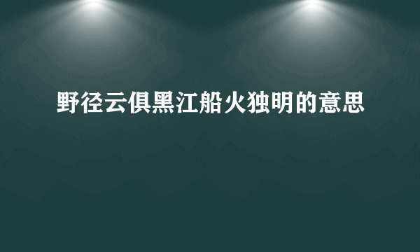 野径云俱黑江船火独明的意思