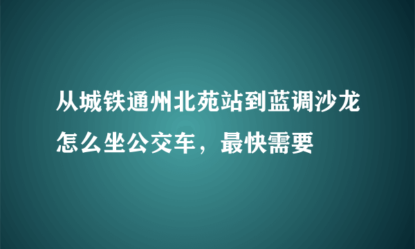 从城铁通州北苑站到蓝调沙龙怎么坐公交车，最快需要