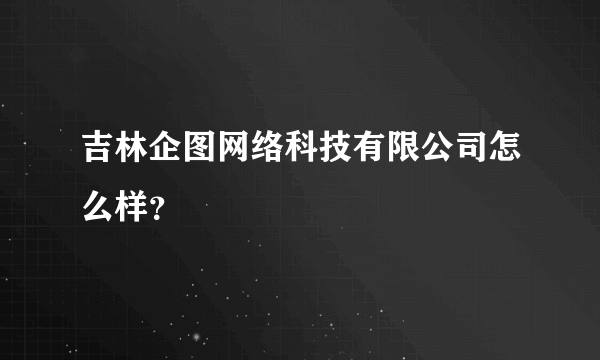 吉林企图网络科技有限公司怎么样？