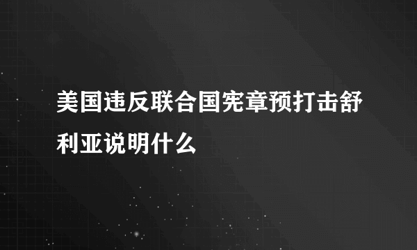 美国违反联合国宪章预打击舒利亚说明什么