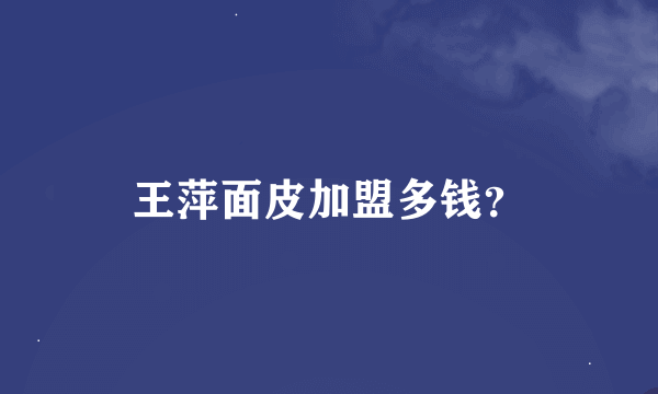 王萍面皮加盟多钱？