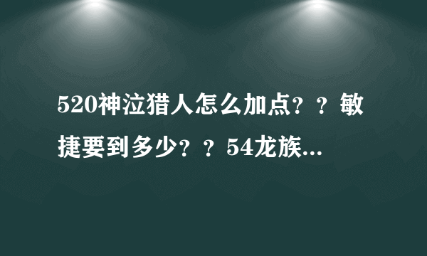 520神泣猎人怎么加点？？敏捷要到多少？？54龙族标枪需要做吗？？