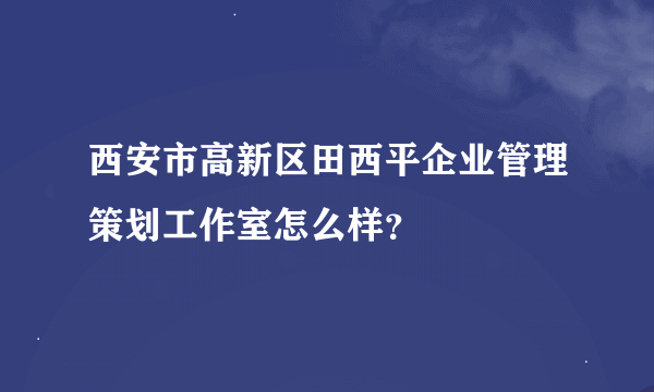 西安市高新区田西平企业管理策划工作室怎么样？