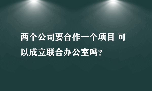 两个公司要合作一个项目 可以成立联合办公室吗？