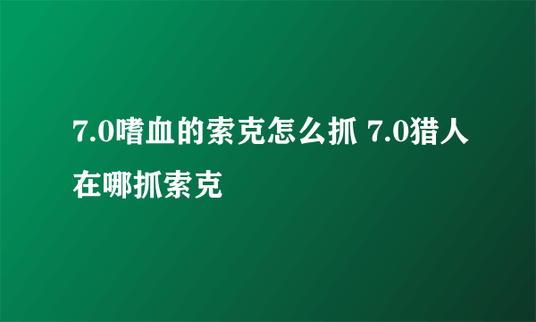 7.0嗜血的索克怎么抓 7.0猎人在哪抓索克