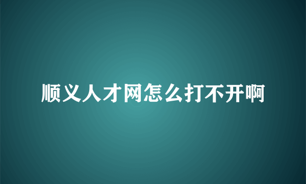 顺义人才网怎么打不开啊