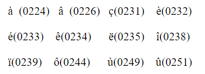 法语的几个特殊的字母，列出来一下