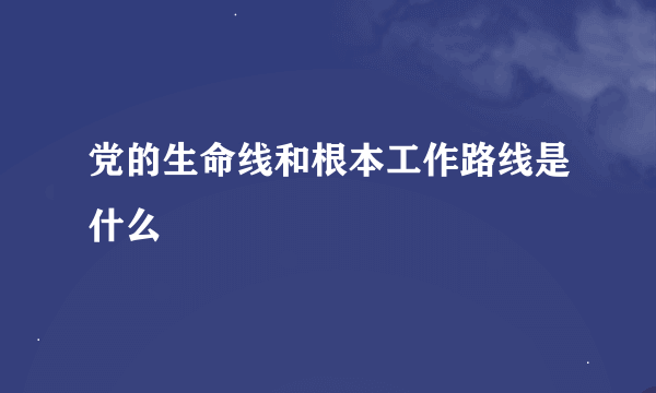 党的生命线和根本工作路线是什么