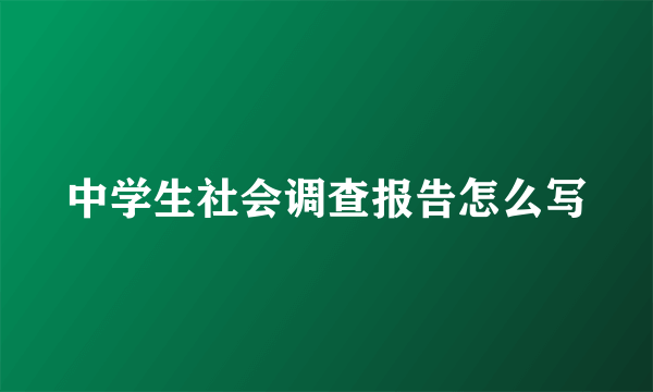 中学生社会调查报告怎么写