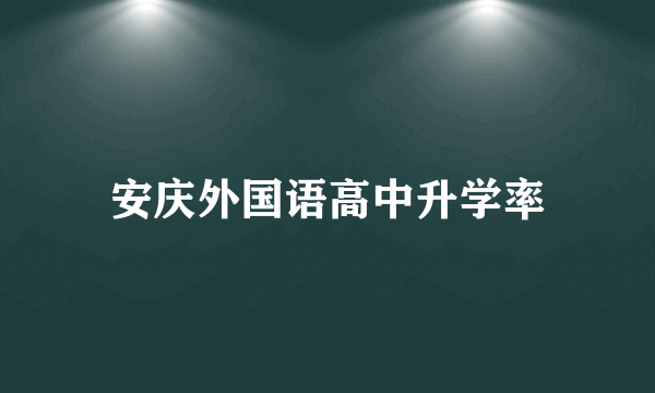 安庆外国语高中升学率