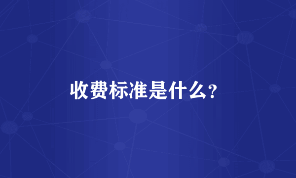 收费标准是什么？