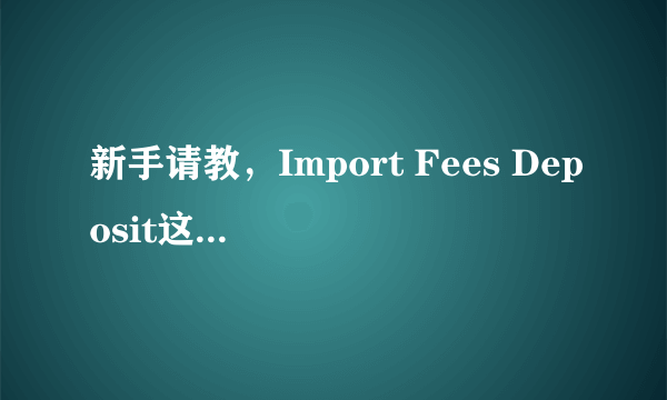 新手请教，Import Fees Deposit这是什么费用