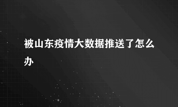 被山东疫情大数据推送了怎么办