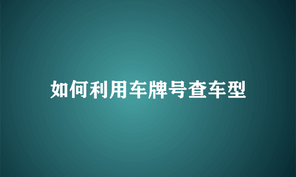 如何利用车牌号查车型