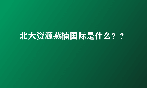 北大资源燕楠国际是什么？？