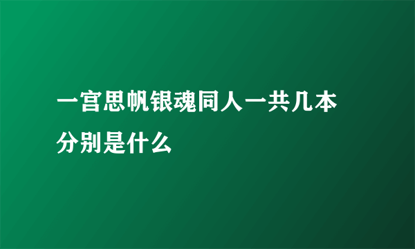 一宫思帆银魂同人一共几本 分别是什么