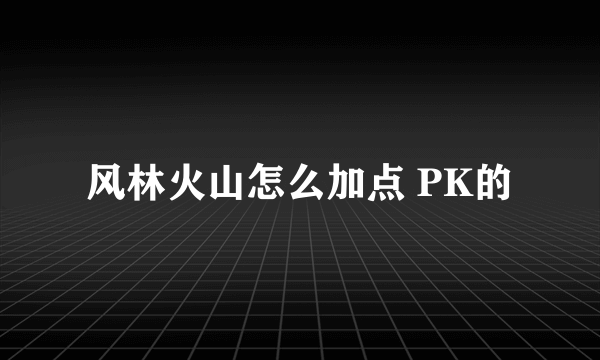 风林火山怎么加点 PK的