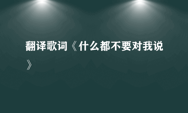 翻译歌词《什么都不要对我说》