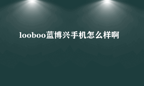 looboo蓝博兴手机怎么样啊