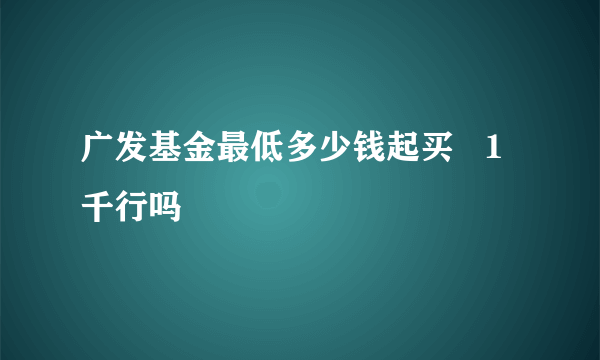 广发基金最低多少钱起买   1千行吗