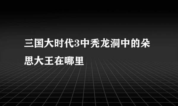 三国大时代3中秃龙洞中的朵思大王在哪里