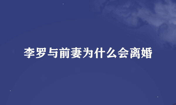 李罗与前妻为什么会离婚