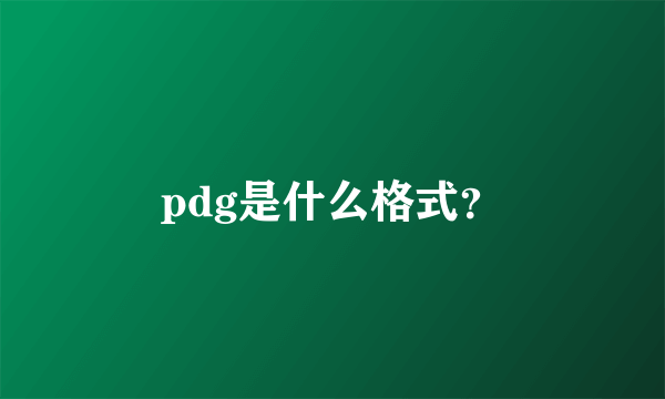 pdg是什么格式？