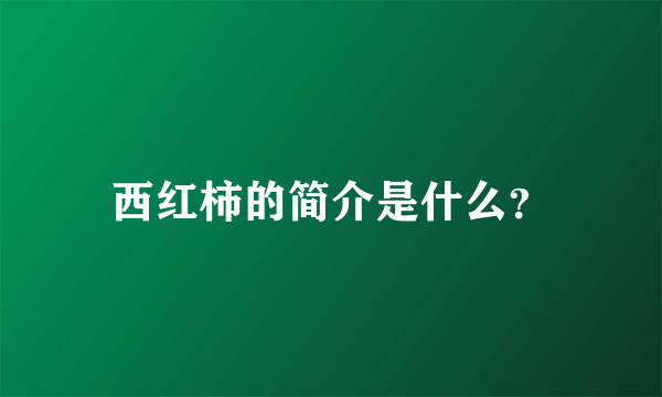 西红柿的简介是什么？