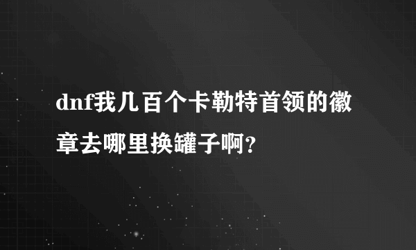 dnf我几百个卡勒特首领的徽章去哪里换罐子啊？