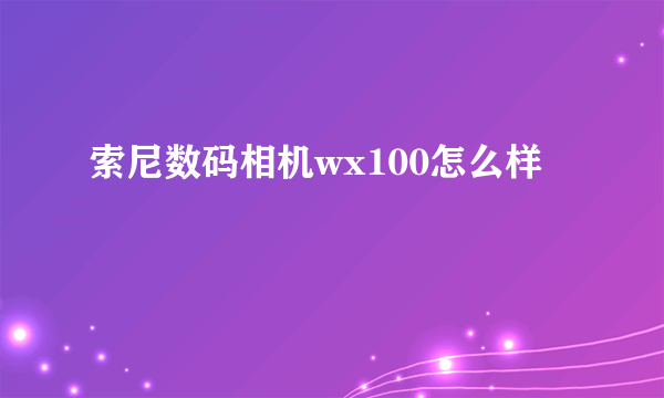 索尼数码相机wx100怎么样