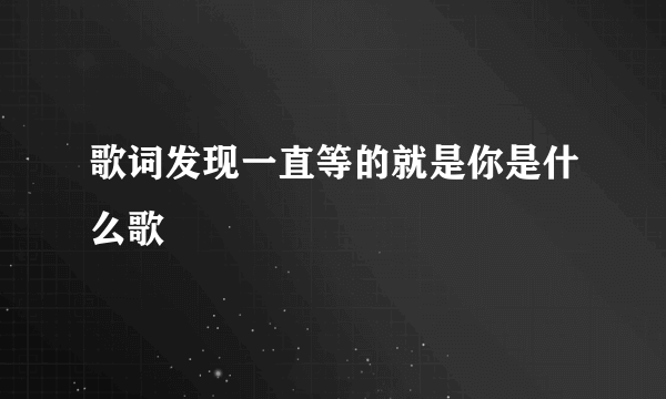 歌词发现一直等的就是你是什么歌