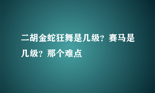 二胡金蛇狂舞是几级？赛马是几级？那个难点