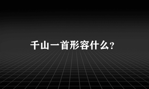 千山一首形容什么？