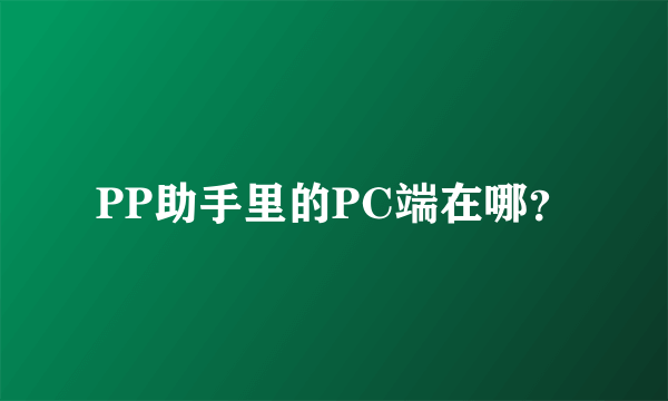 PP助手里的PC端在哪？