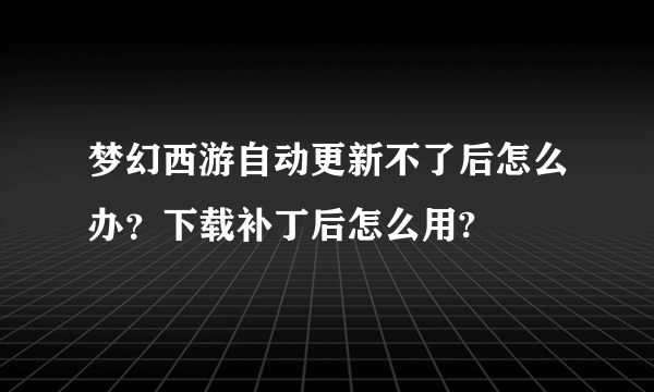 梦幻西游自动更新不了后怎么办？下载补丁后怎么用?