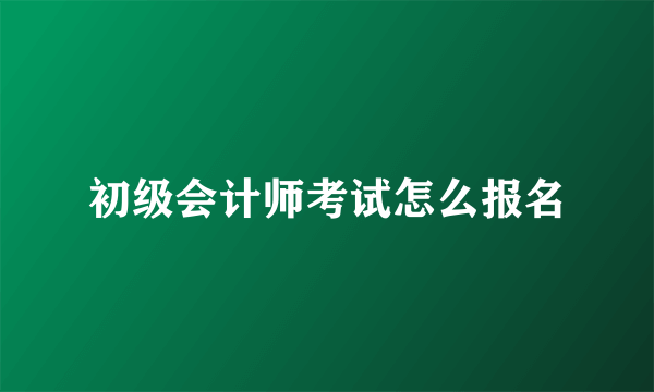 初级会计师考试怎么报名