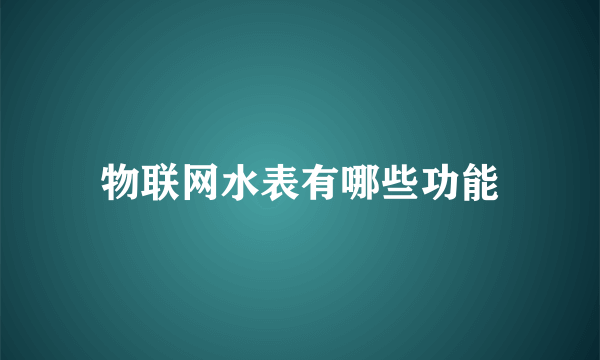 物联网水表有哪些功能