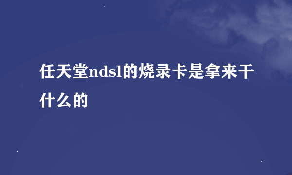 任天堂ndsl的烧录卡是拿来干什么的