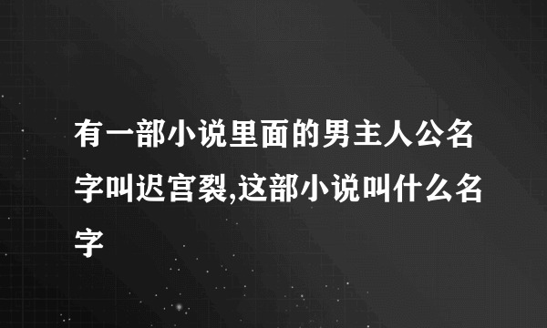 有一部小说里面的男主人公名字叫迟宫裂,这部小说叫什么名字