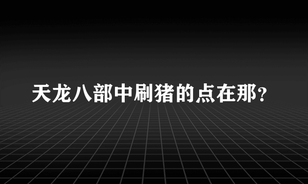 天龙八部中刷猪的点在那？