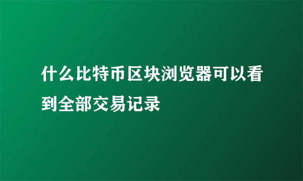 什么比特币区块浏览器可以看到全部交易记录