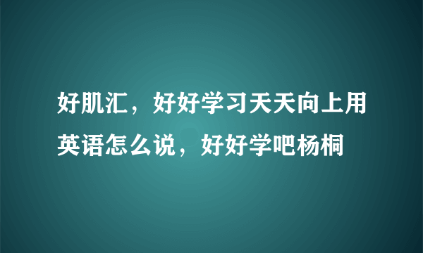 好肌汇，好好学习天天向上用英语怎么说，好好学吧杨桐